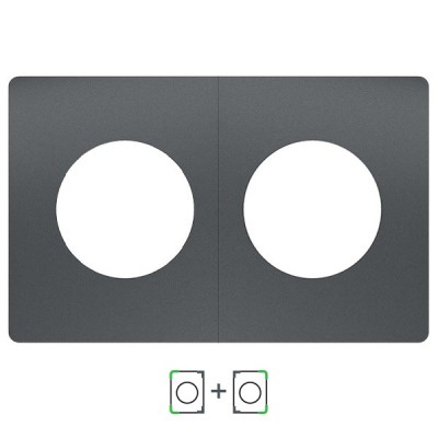 Schneider Odace Architecte - plaque de finition double - effet Perle Noire - Réf : S952800-P