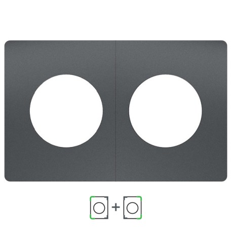 Schneider Odace Architecte - plaque de finition double - effet Perle Noire - Réf : S952800-P