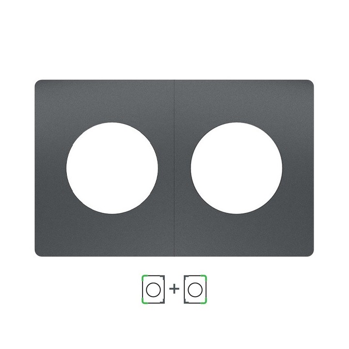 Schneider Odace Architecte - plaque de finition double - effet Perle Noire - Réf : S952800-P