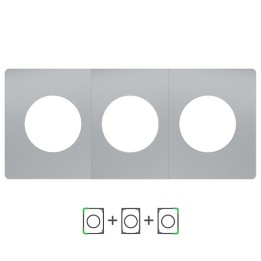 Schneider Odace Architecte - plaque de finition triple - effet Titane - Réf : S930800-P3