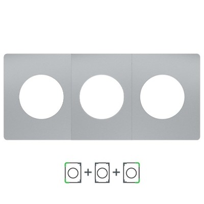Schneider Odace Architecte - plaque de finition triple - effet Titane - Réf : S930800-P3