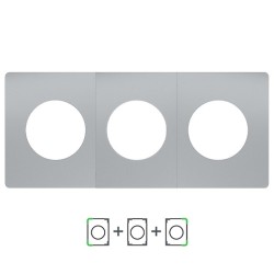 Schneider Odace Architecte - plaque de finition triple - effet Titane - Réf : S930800-P3