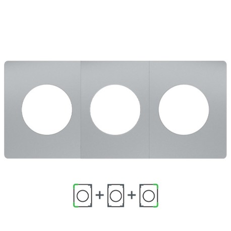 Schneider Odace Architecte - plaque de finition triple - effet Titane - Réf : S930800-P3