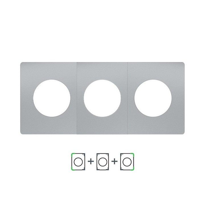 Schneider Odace Architecte - plaque de finition triple - effet Titane - Réf : S930800-P3