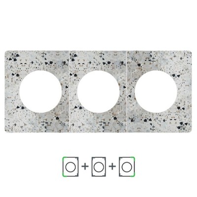 Schneider Odace Architecte - plaque de finition triple - effet Terrazzo - Réf : S954800-P3