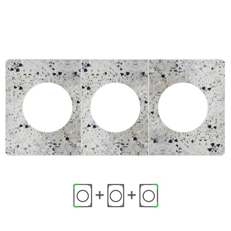 Schneider Odace Architecte - plaque de finition triple - effet Terrazzo - Réf : S954800-P3