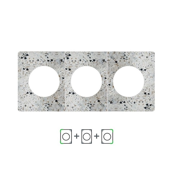 Schneider Odace Architecte - plaque de finition triple - effet Terrazzo - Réf : S954800-P3