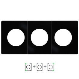 Schneider Odace Architecte - plaque de finition triple - Noir émaillé - Réf : S935800-P3