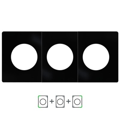 Schneider Odace Architecte - plaque de finition triple - Noir émaillé - Réf : S935800-P3