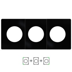 Schneider Odace Architecte - plaque de finition triple - Noir émaillé - Réf : S935800-P3