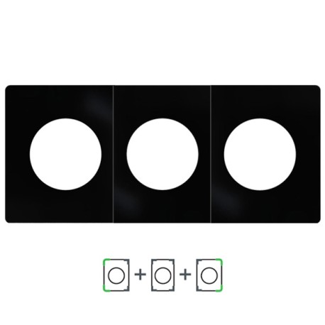 Schneider Odace Architecte - plaque de finition triple - Noir émaillé - Réf : S935800-P3
