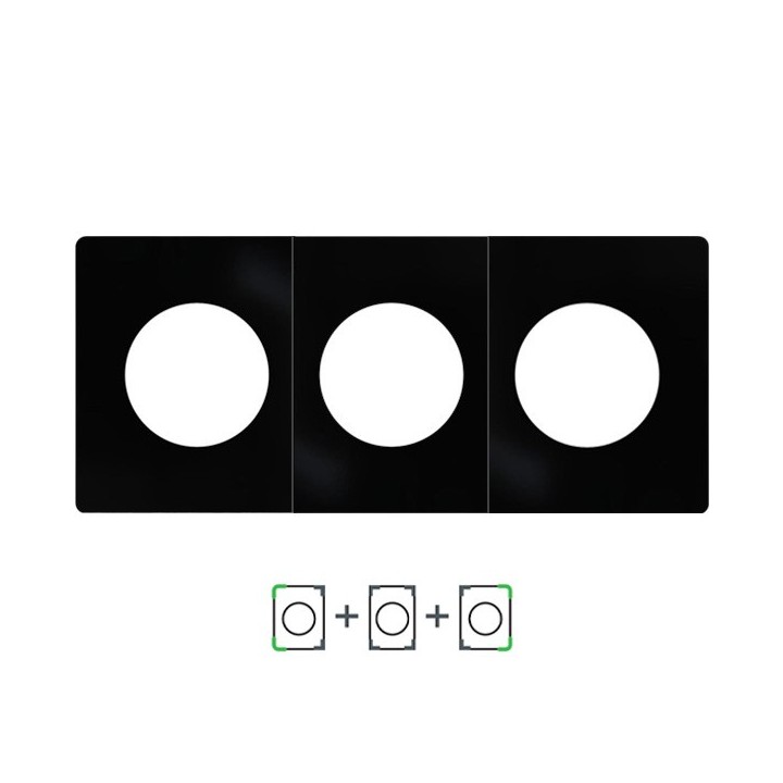 Schneider Odace Architecte - plaque de finition triple - Noir émaillé - Réf : S935800-P3