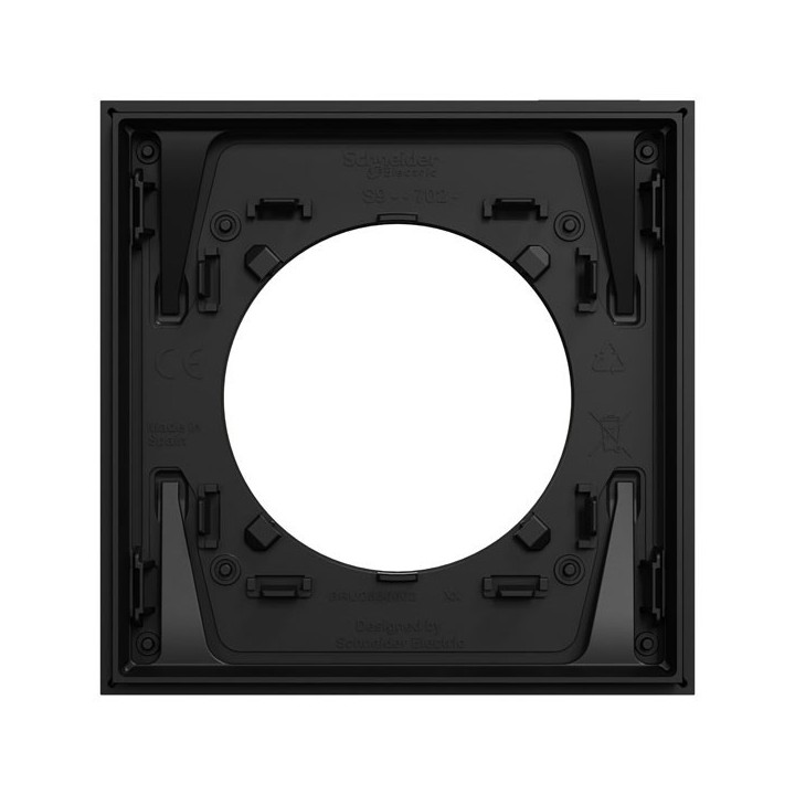 Schneider Odace - Prise 2P+T affleurante noir onyx - avec plaque métal laiton - Réf : S940052-PL