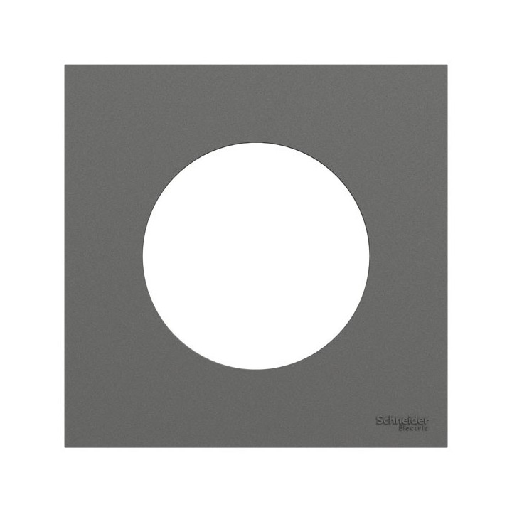 Schneider Odace - va-et-vient ou poussoir noir onyx - 10AX - avec plaque de finition gris basalte - Réf : S940204-PCGB