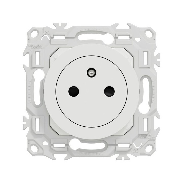 Schneider Odace - Prise 2P+T affleurante blanc craie - avec plaque de finition rose grenat - bornes auto - Réf : S920052-PCR