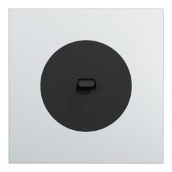 Schneider Odace - va-et-vient ou poussoir à levier noir onyx - 10AX - avec plaque métal Aluminium - Réf : S940203-PAL