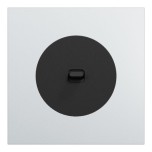 Schneider Odace - va-et-vient ou poussoir à levier noir onyx - 10AX - avec plaque métal Aluminium - Réf : S940203-PAL