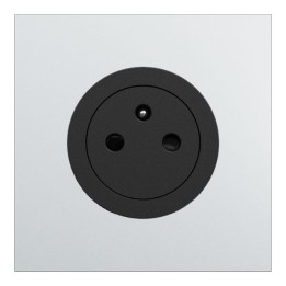Schneider Odace - Prise 2P+T affleurante noir onyx - avec plaque métal Aluminium - bornes automatiques - Réf : S940052-PAL