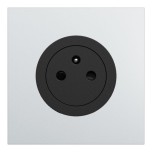 Schneider Odace - Prise 2P+T affleurante noir onyx - avec plaque métal Aluminium - bornes automatiques - Réf : S940052-PAL