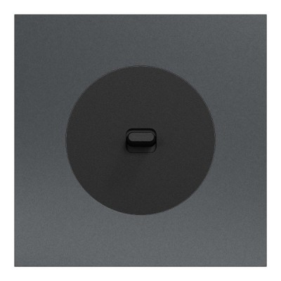 Schneider Odace - va-et-vient ou poussoir à levier noir onyx - 10AX - avec plaque métal effet perle noire - Réf : S940203-PPN
