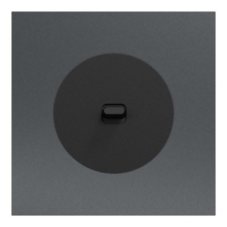 Schneider Odace - va-et-vient ou poussoir à levier noir onyx - 10AX - avec plaque métal effet perle noire - Réf : S940203-PPN