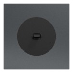 Schneider Odace - va-et-vient ou poussoir à levier noir onyx - 10AX - avec plaque métal effet perle noire - Réf : S940203-PPN