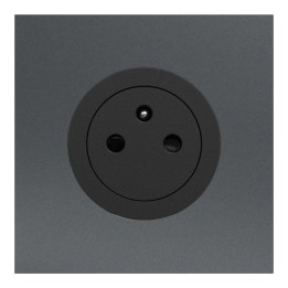 Schneider Odace - Prise 2P+T affleurante noir onyx - avec plaque métal effet perle noire - Réf : S940052-PPN