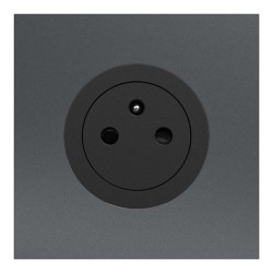 Schneider Odace - Prise 2P+T affleurante noir onyx - avec plaque métal effet perle noire - Réf : S940052-PPN
