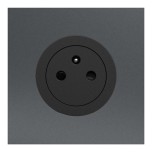Schneider Odace - Prise 2P+T affleurante noir onyx - avec plaque métal effet perle noire - Réf : S940052-PPN