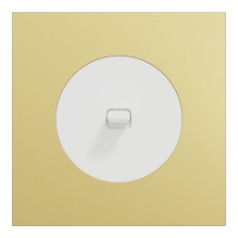 Schneider Odace - va-et-vient ou poussoir à levier blanc craie - 10AX - avec plaque métal laiton blanc - Réf : S920203-PBL