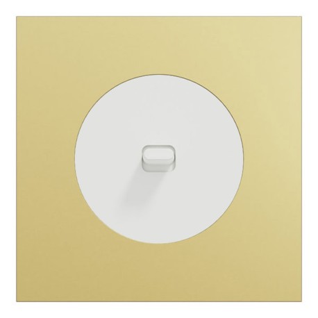 Schneider Odace - va-et-vient ou poussoir à levier blanc craie - 10AX - avec plaque métal laiton blanc - Réf : S920203-PBL