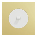 Schneider Odace - va-et-vient ou poussoir à levier blanc craie - 10AX - avec plaque métal laiton blanc - Réf : S920203-PBL