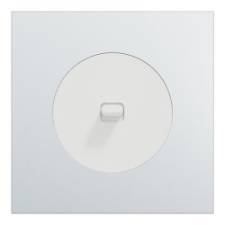 Schneider Odace - va-et-vient ou poussoir à levier blanc craie - 10AX - avec plaque métal Aluminium blanc - Réf : S920203-PBAL