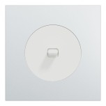 Schneider Odace - va-et-vient ou poussoir à levier blanc craie - 10AX - avec plaque métal Aluminium blanc - Réf : S920203-PBAL