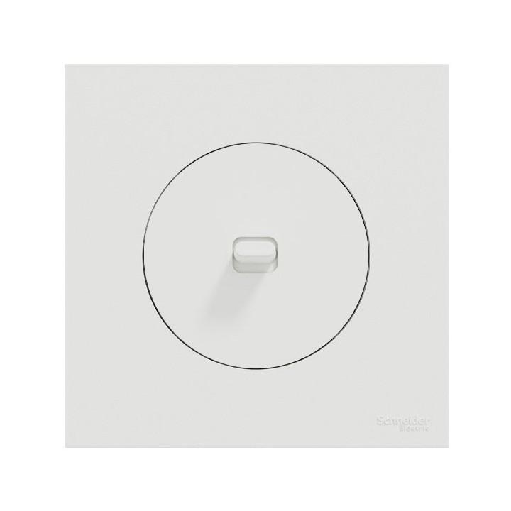 Schneider Odace - va-et-vient ou poussoir à levier blanc craie - 10AX - avec plaque métal céramique blanc - Réf : S920203-PC