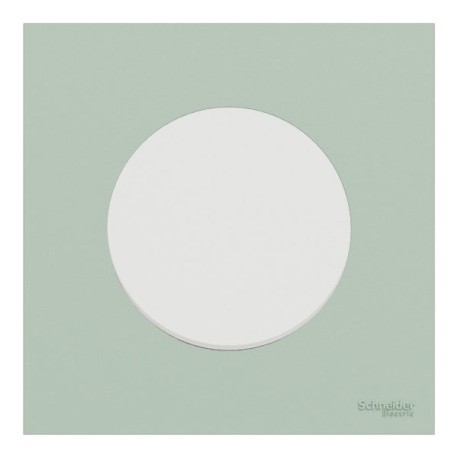 Schneider Odace - va-et-vient ou poussoir blanc craie - 10AX - avec plaque de finition vert jade - Réf : S920204-PCV