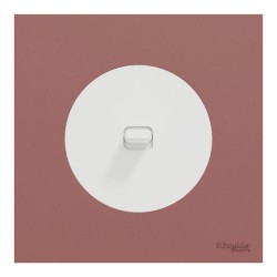 Schneider Odace - va-et-vient ou poussoir à levier blanc craie - 10AX - avec plaque de finition rose grenat - Réf : S920203-PCR