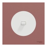 Schneider Odace - va-et-vient ou poussoir à levier blanc craie - 10AX - avec plaque de finition rose grenat - Réf : S920203-PCR