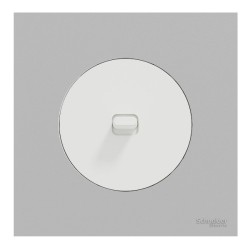 Schneider Odace - va-et-vient ou poussoir à levier blanc craie - 10AX - avec plaque de finition gris galet - Réf : S920203-PCGG