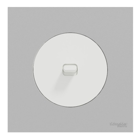 Schneider Odace - va-et-vient ou poussoir à levier blanc craie - 10AX - avec plaque de finition gris galet - Réf : S920203-PCGG
