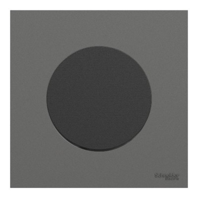 Schneider Odace - va-et-vient ou poussoir noir onyx - 10AX - avec plaque de finition gris basalte - Réf : S940204-PCGB