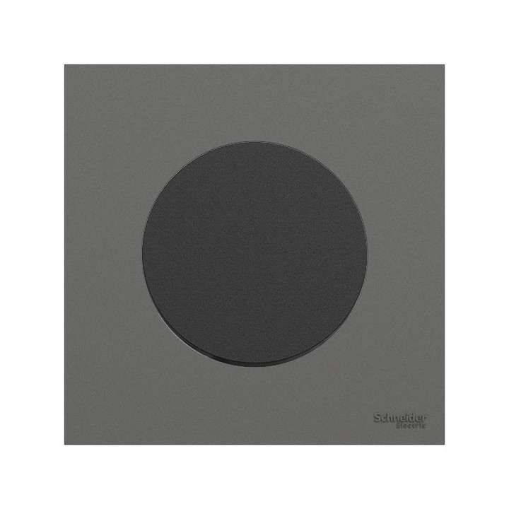Schneider Odace - va-et-vient ou poussoir noir onyx - 10AX - avec plaque de finition gris basalte - Réf : S940204-PCGB