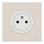 Schneider Odace - Prise 2P+T affleurante blanc craie - avec plaque de finition beige sable - bornes auto - Réf : S920052-PCB