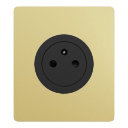 Schneider Odace - Prise 2P+T affleurante noir onyx - avec plaque laiton Architecte - bornes automatiques - Réf : S940052-PA3