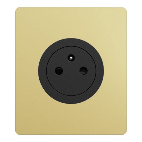 Schneider Odace - Prise 2P+T affleurante noir onyx - avec plaque laiton Architecte - bornes automatiques - Réf : S940052-PA3
