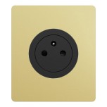 Schneider Odace - Prise 2P+T affleurante noir onyx - avec plaque laiton Architecte - bornes automatiques - Réf : S940052-PA3