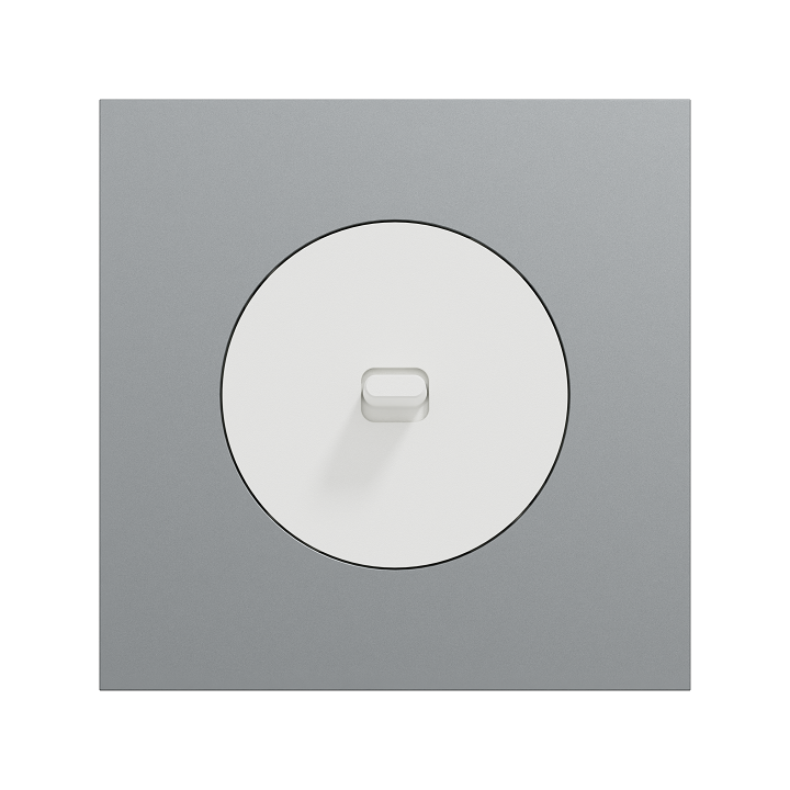 Schneider Odace - va-et-vient ou poussoir à levier blanc craie - 10AX - avec plaque métal titane blanc - Réf : S920203-PBT