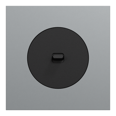Schneider Odace - va-et-vient ou poussoir à levier noir onyx - 10AX - avec plaque métal titane - Réf : S940203-PT