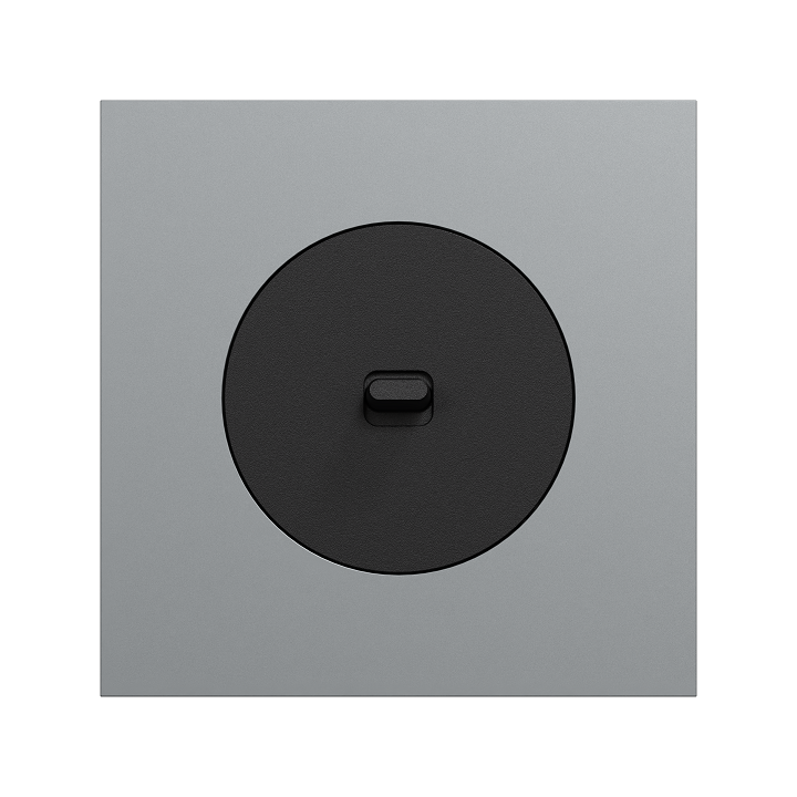 Schneider Odace - va-et-vient ou poussoir à levier noir onyx - 10AX - avec plaque métal titane - Réf : S940203-PT