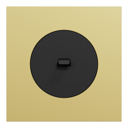 Schneider Odace - va-et-vient ou poussoir à levier noir onyx - 10AX - avec plaque métal laiton - Réf : S940203-PL